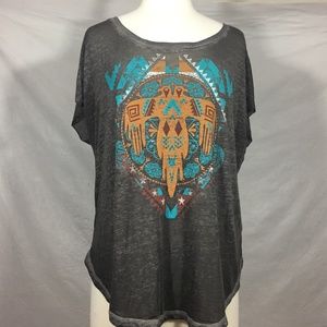 3/$15 Sante Fe Navajo Print Burnout Tee Long Back